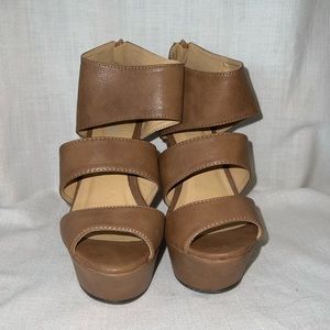 Brown Charlotte Russe Open-toe Wedge Heels